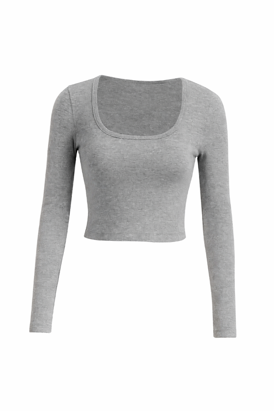 CROP TOP DE MANGA LARGA GRIS